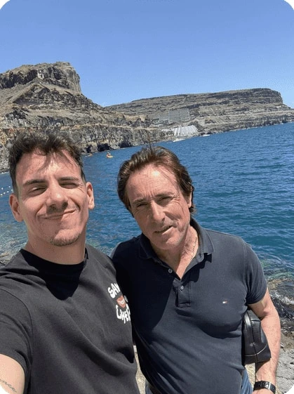 The author and a man by the sea